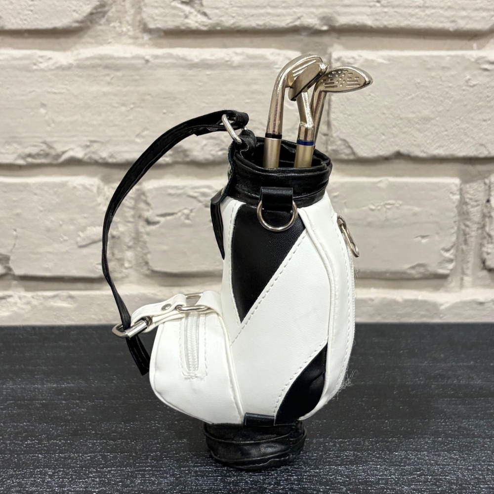 Miniature Golf Bag Desk Pen Holder Set with 3 Golf Club Ballpoint Pens Ink